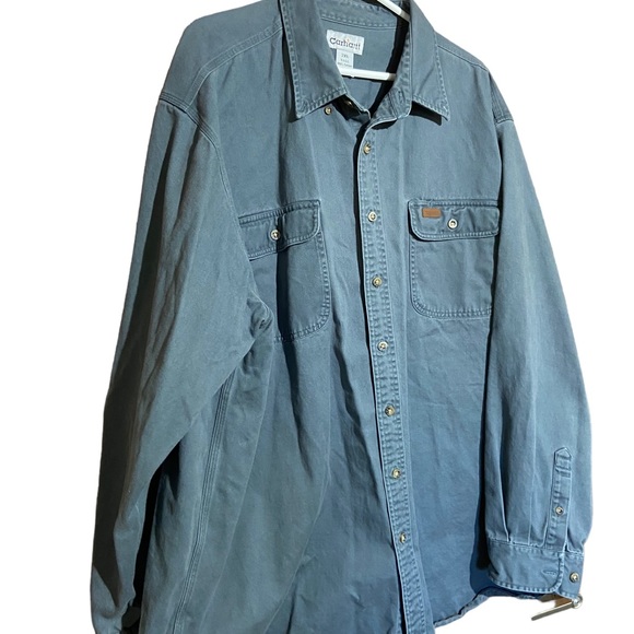 !!SOLD!! Vintage Carhartt Gray Button Up Size TALL 2X - Picture 2 of 6